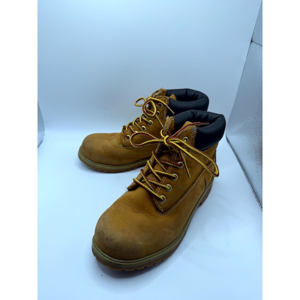 Nautica Unisex Kids 1 Us Combat Wheat Leather Round Toe‎ Lace Up Ankle Boots